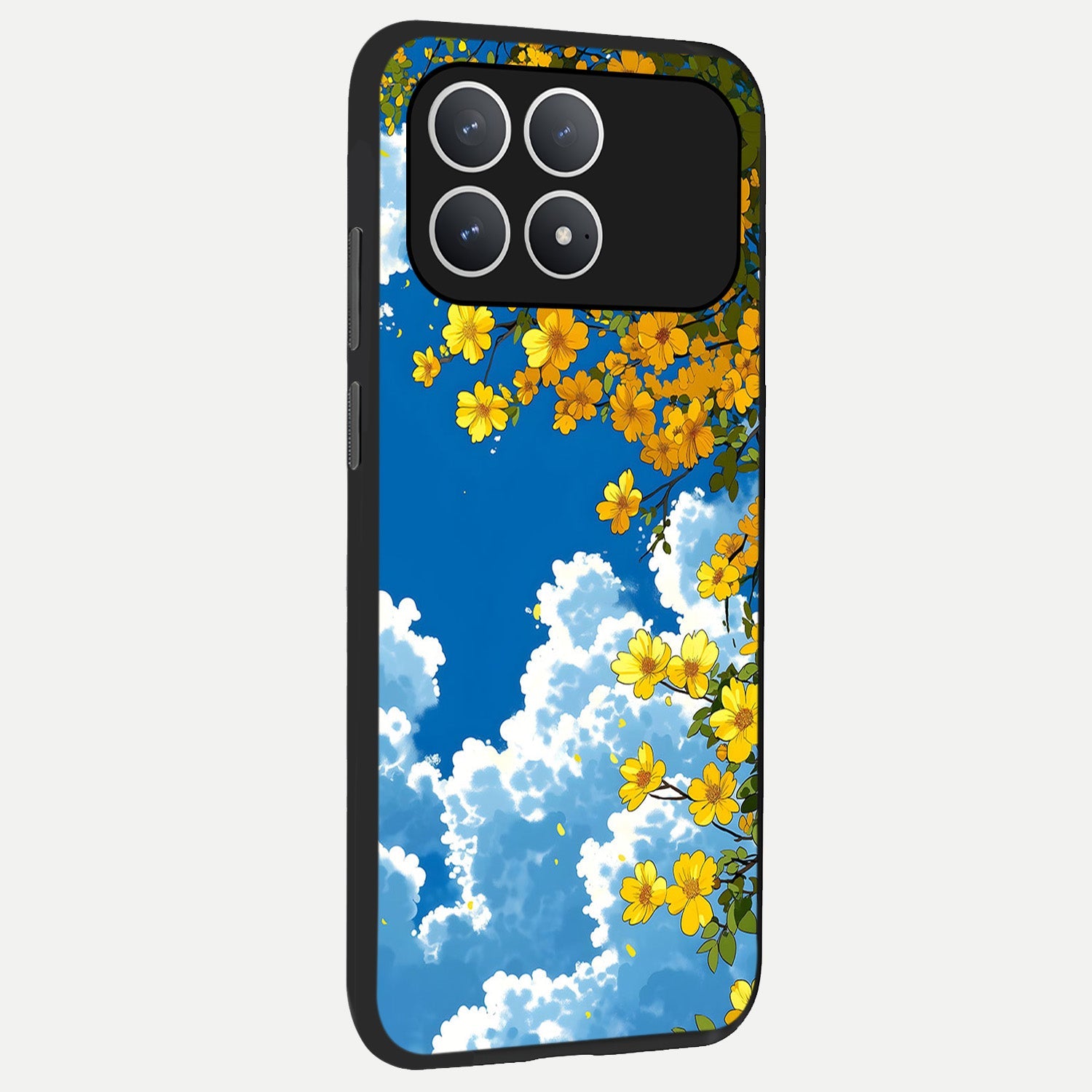  Golden Petal Sky back cover For Poco F8 Pro slim fit glass case with vibrant aesthetic design