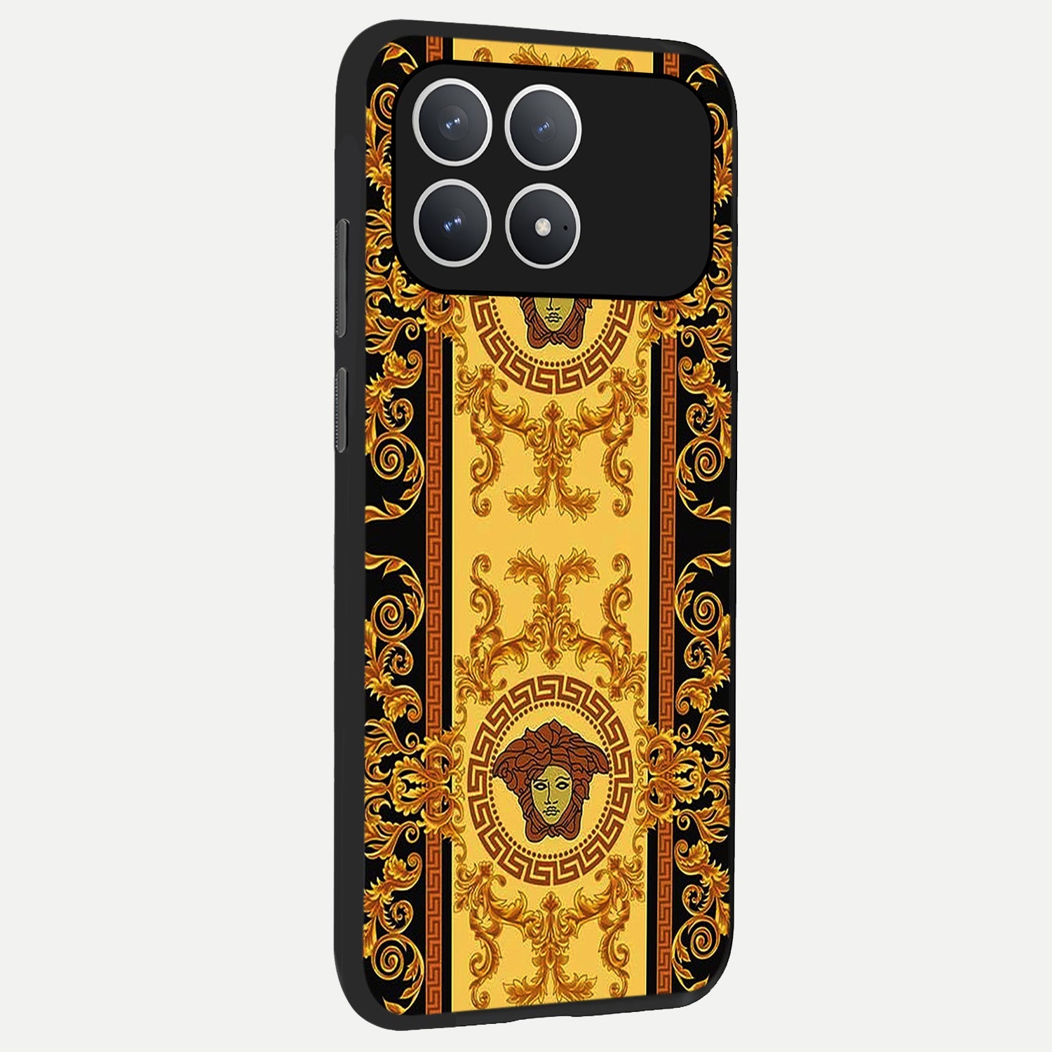  Golden Royal Heritage back cover For Poco F8 Pro slim fit glass case with vibrant aesthetic design