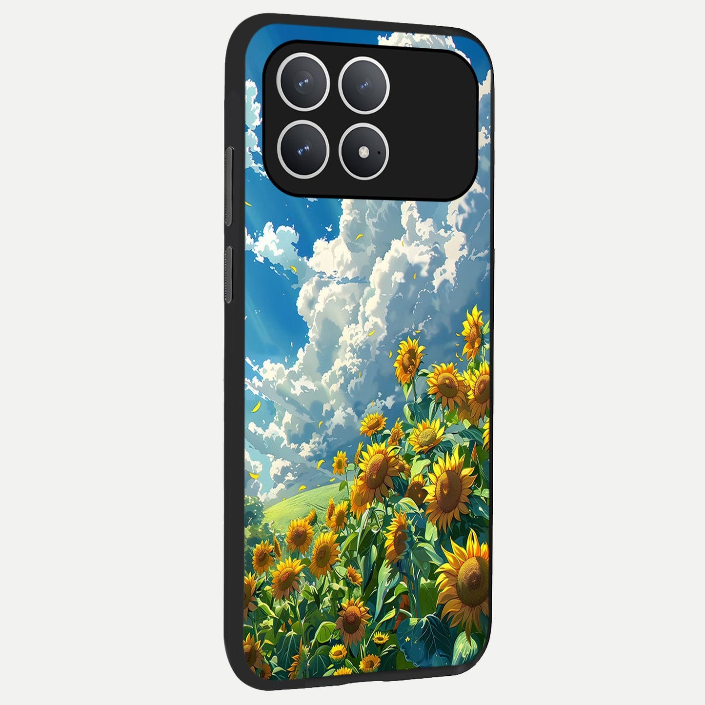  Golden Sun Glory back cover For Poco F8 Pro slim fit glass case with vibrant aesthetic design