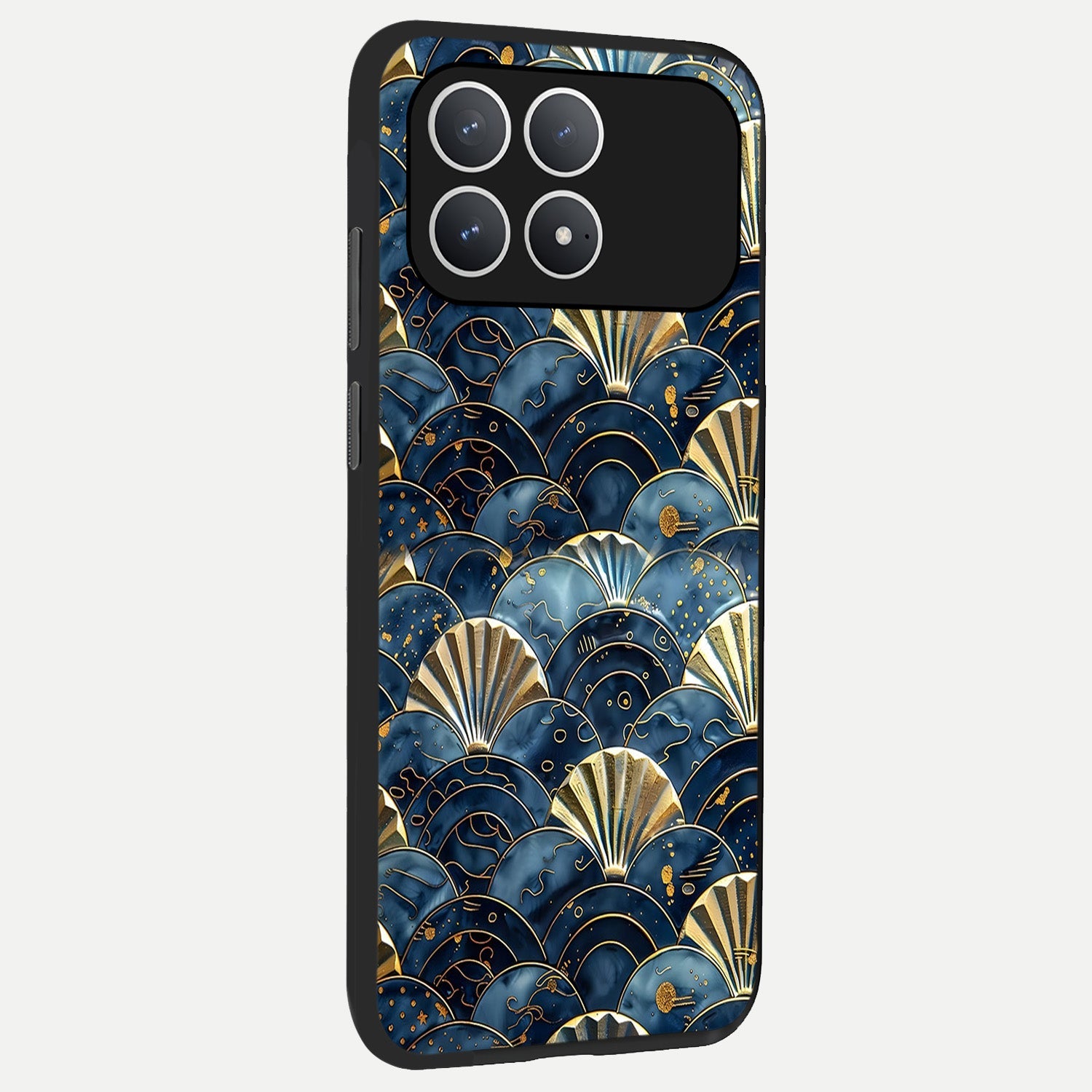  Golden Wave Luxe back cover For Poco F8 Pro slim fit glass case with vibrant aesthetic design