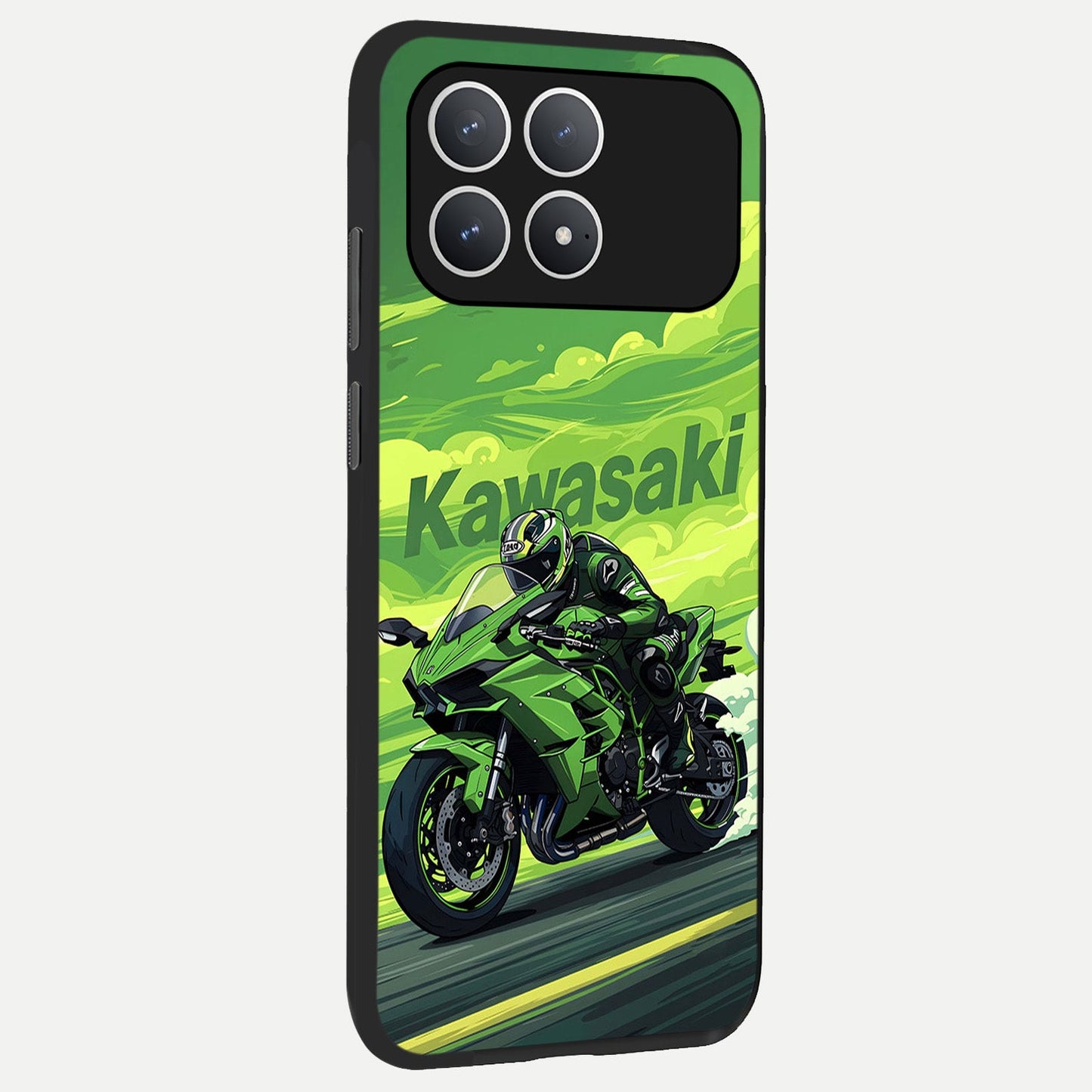  Greenery Sky back cover For Poco F8 Pro slim fit glass case with vibrant aesthetic design