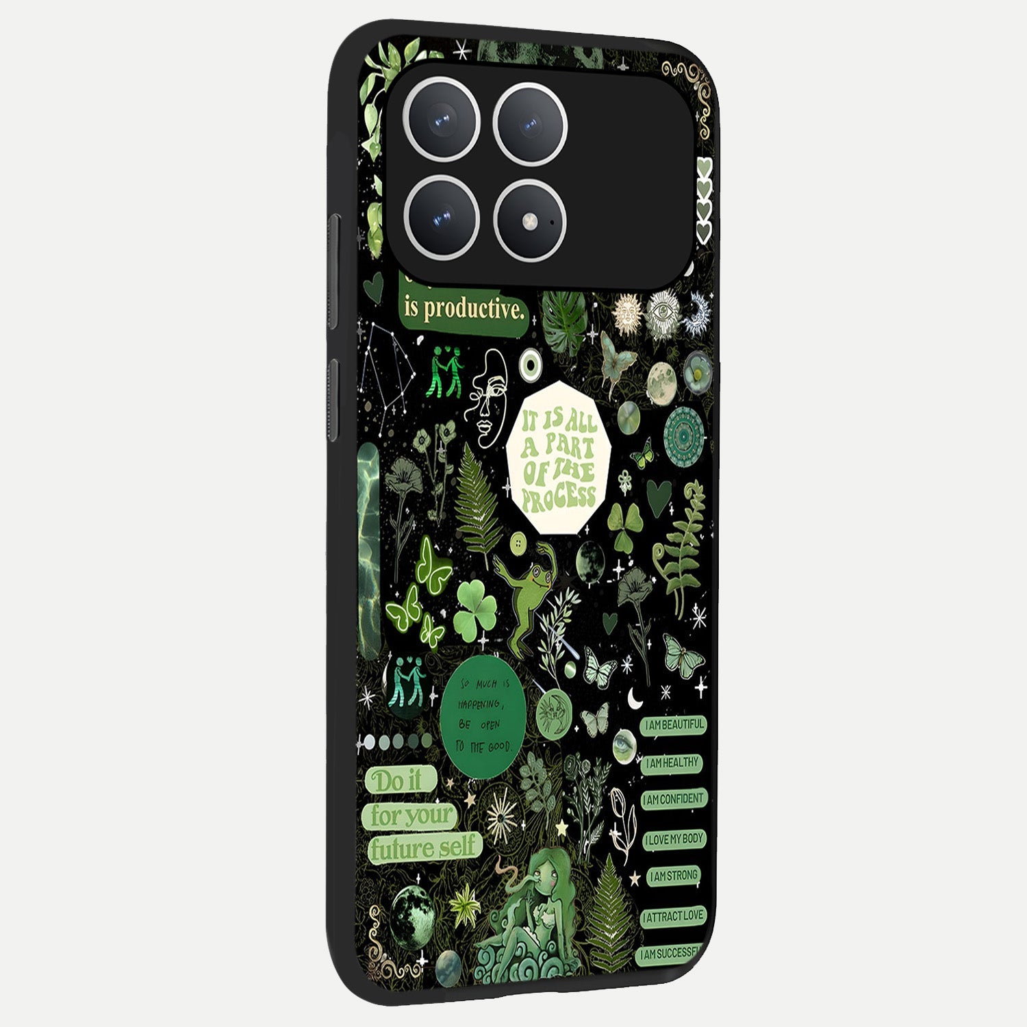  Green Mandala Pattern back cover For Poco F8 Pro slim fit glass case with vibrant aesthetic design