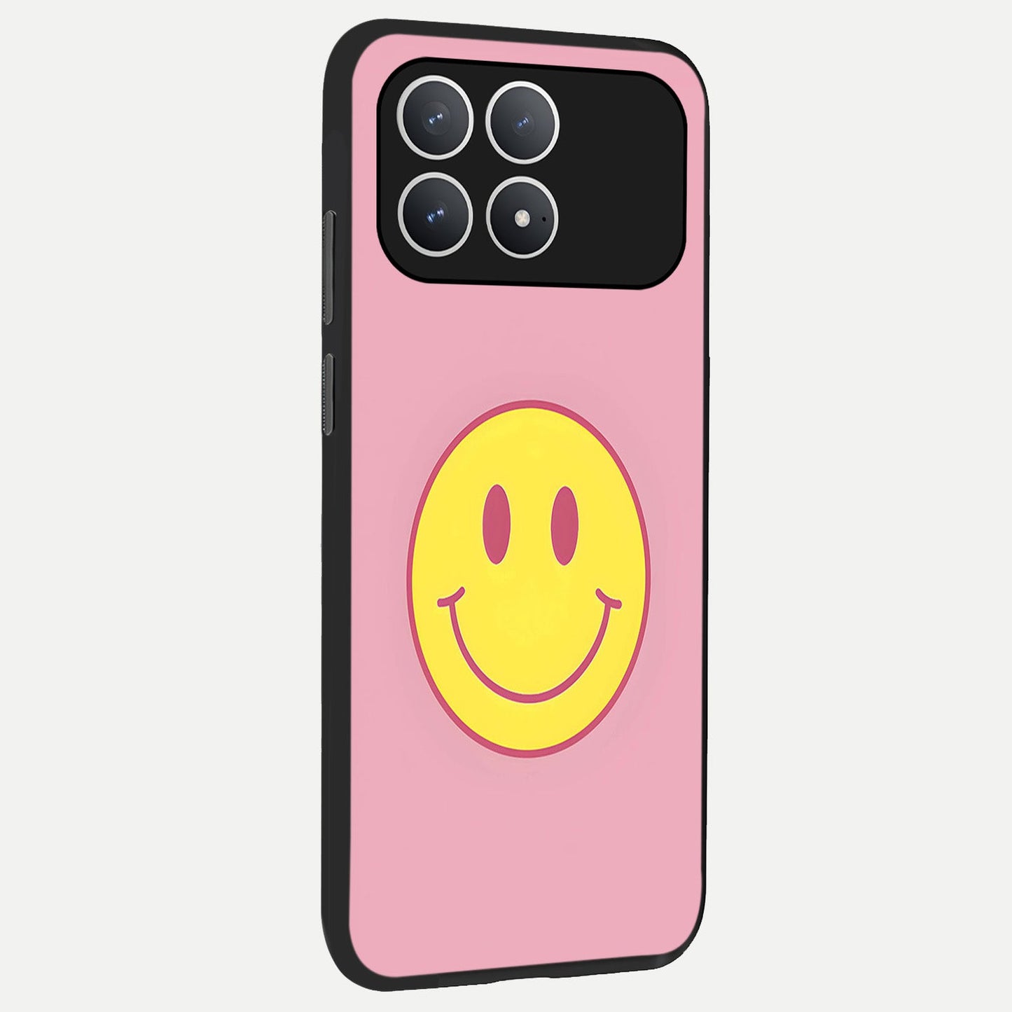  Happy Pink Mood back cover For Poco F8 Pro slim fit glass case with vibrant aesthetic design
