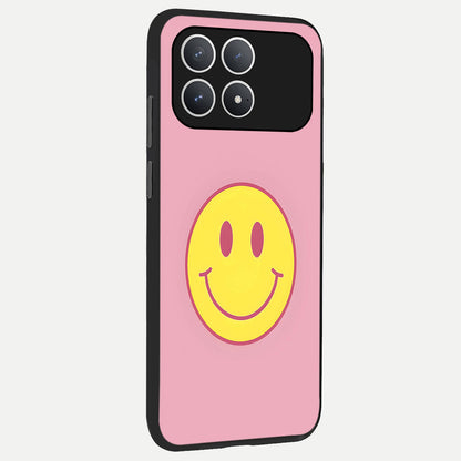  Happy Pink Mood back cover For Poco F8 Pro slim fit glass case with vibrant aesthetic design