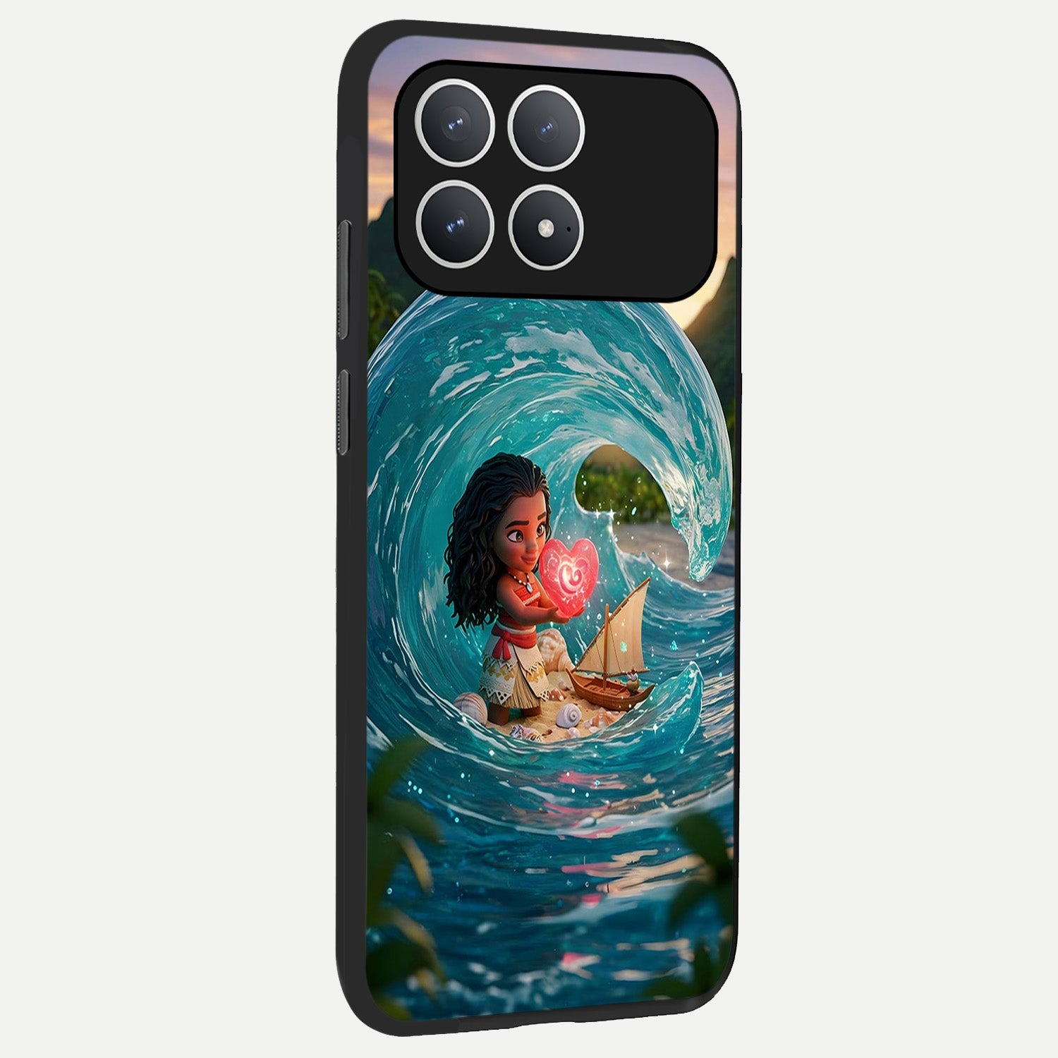  Heart of Ocean back cover For Poco F8 Pro slim fit glass case with vibrant aesthetic design