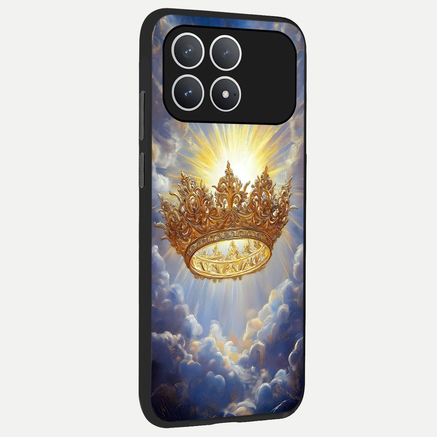  Heavenly Crown Light back cover For Poco F8 Pro slim fit glass case with vibrant aesthetic design