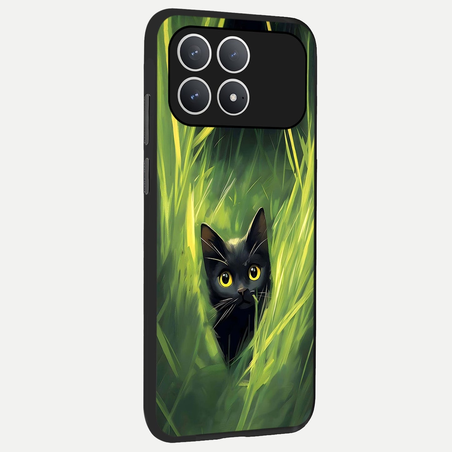  Hidden Cat Whisper back cover For Poco F8 Pro slim fit glass case with vibrant aesthetic design