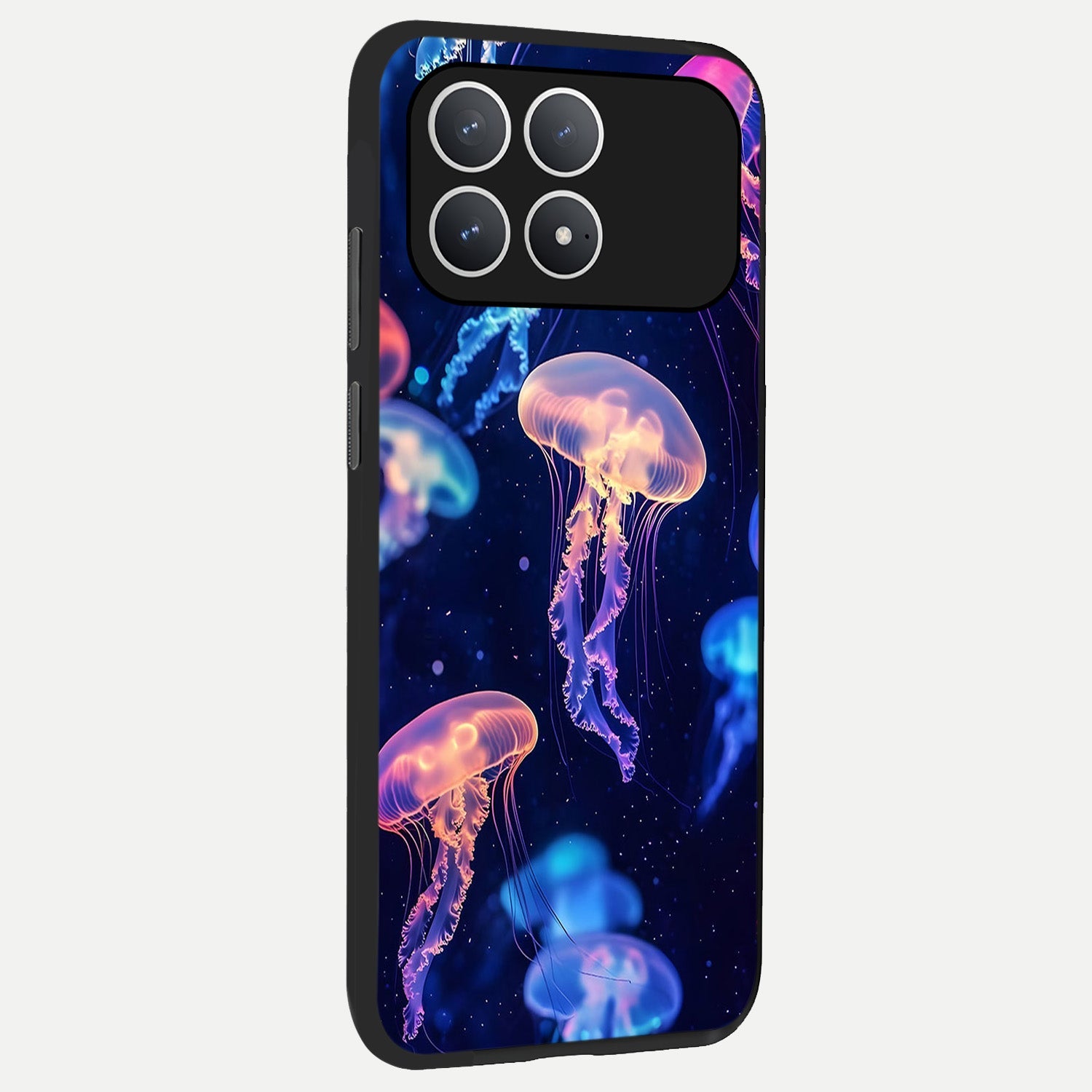  Jellyfish Pattern back cover For Poco F8 Pro slim fit glass case with vibrant aesthetic design