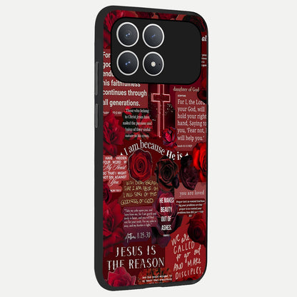  Jesus Love Heals back cover For Poco F8 Pro slim fit glass case with vibrant aesthetic design