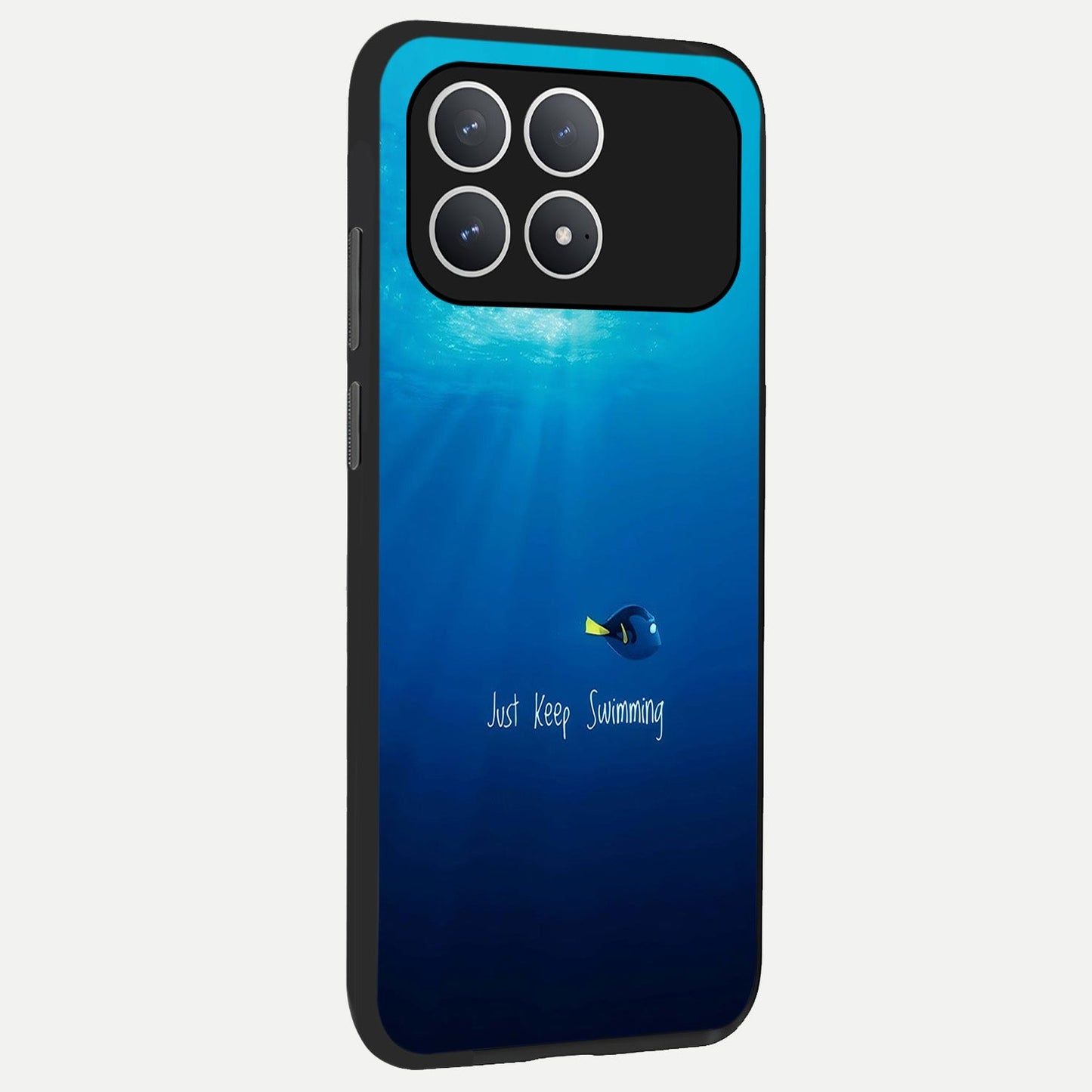  Just Keep Swimming back cover For Poco F8 Pro slim fit glass case with vibrant aesthetic design