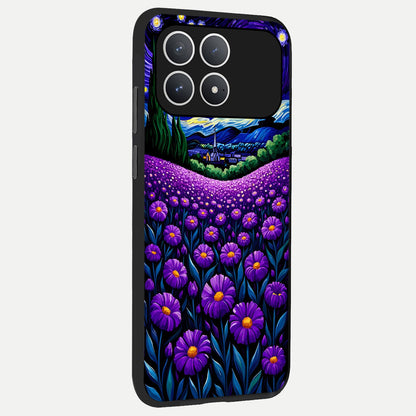  Lavender Moon Field back cover For Poco F8 Pro slim fit glass case with vibrant aesthetic design