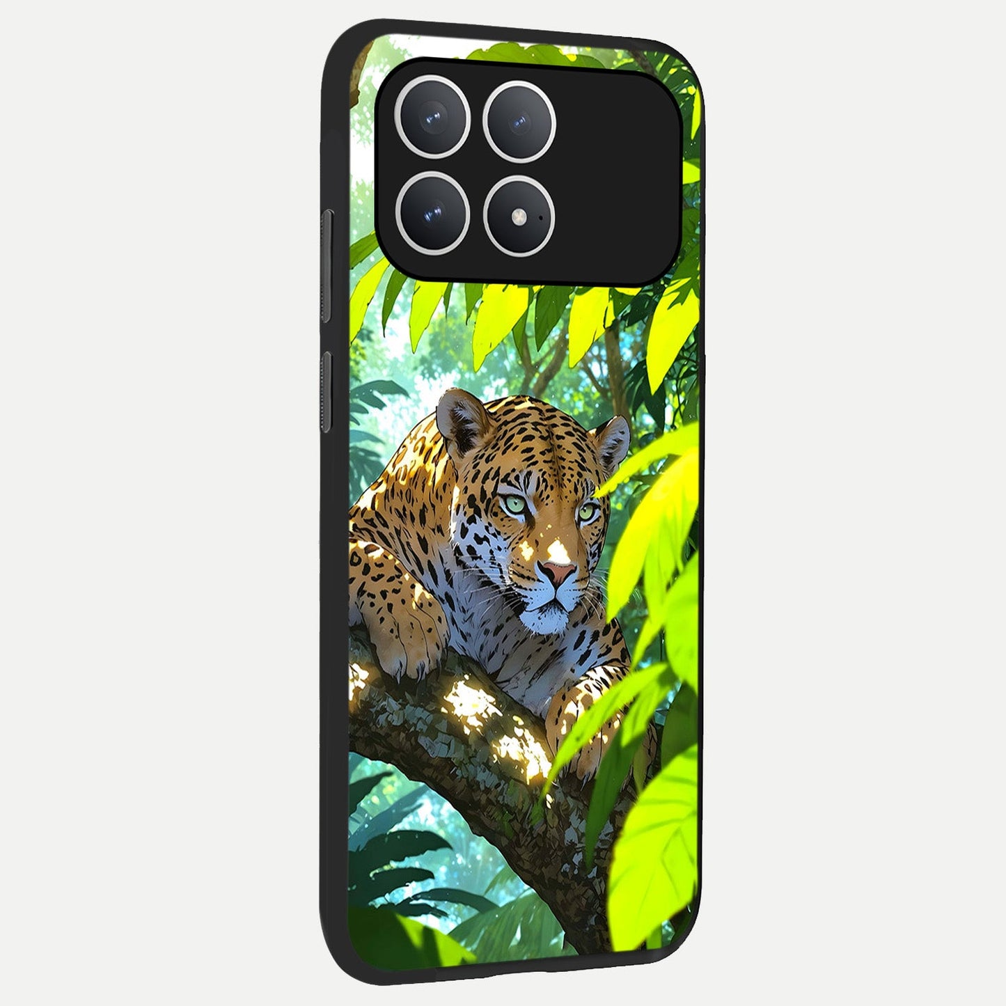  Leopard in Jungle back cover For Poco F8 Pro slim fit glass case with vibrant aesthetic design