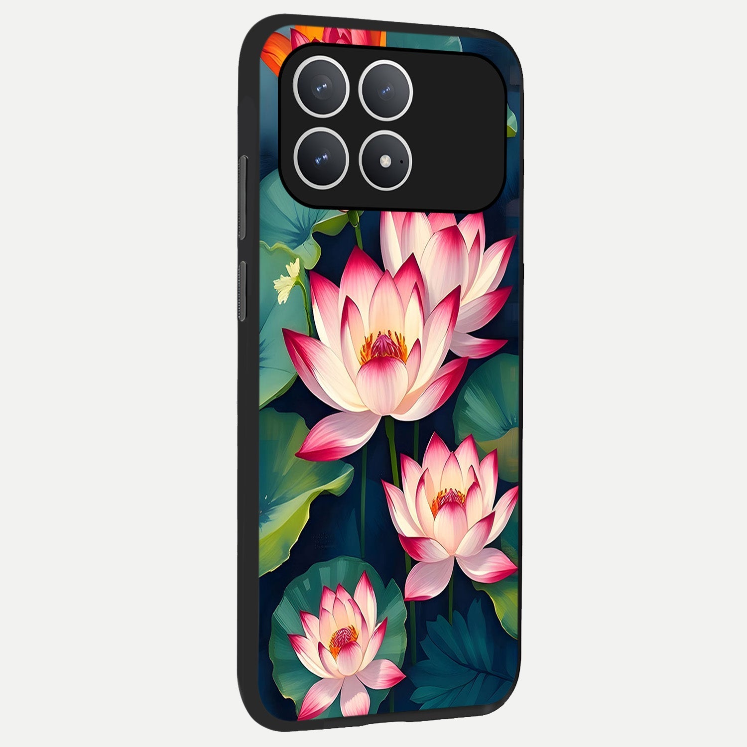  Lotus Dream Serenity back cover For Poco F8 Pro slim fit glass case with vibrant aesthetic design