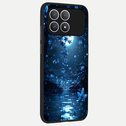  Moonlight Petal Dream back cover For Poco F8 Pro slim fit glass case with vibrant aesthetic design