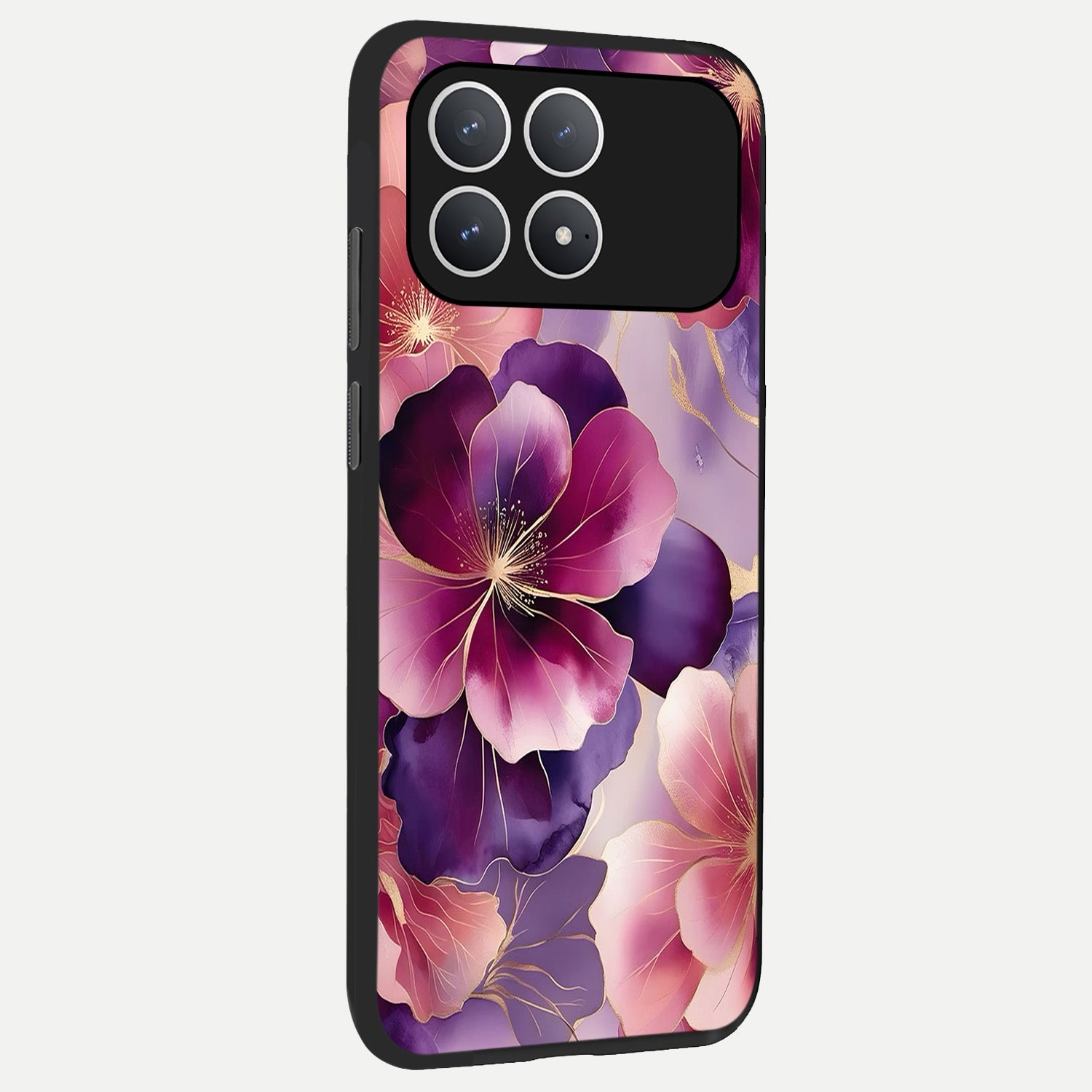  Pink Bouquet Florals back cover For Poco F8 Pro slim fit glass case with vibrant aesthetic design