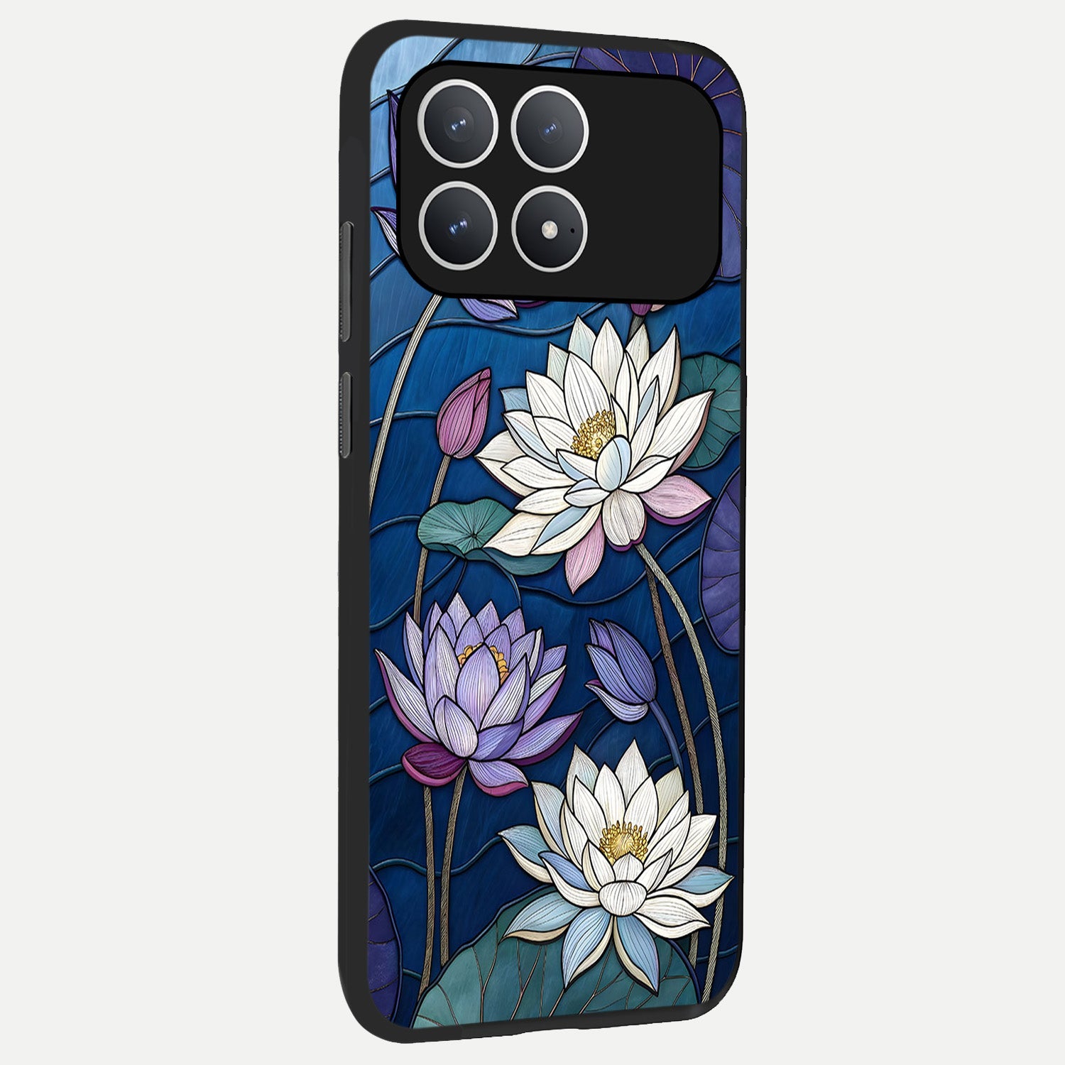  Purple Lotus Stained back cover For Poco F8 Pro slim fit glass case with vibrant aesthetic design