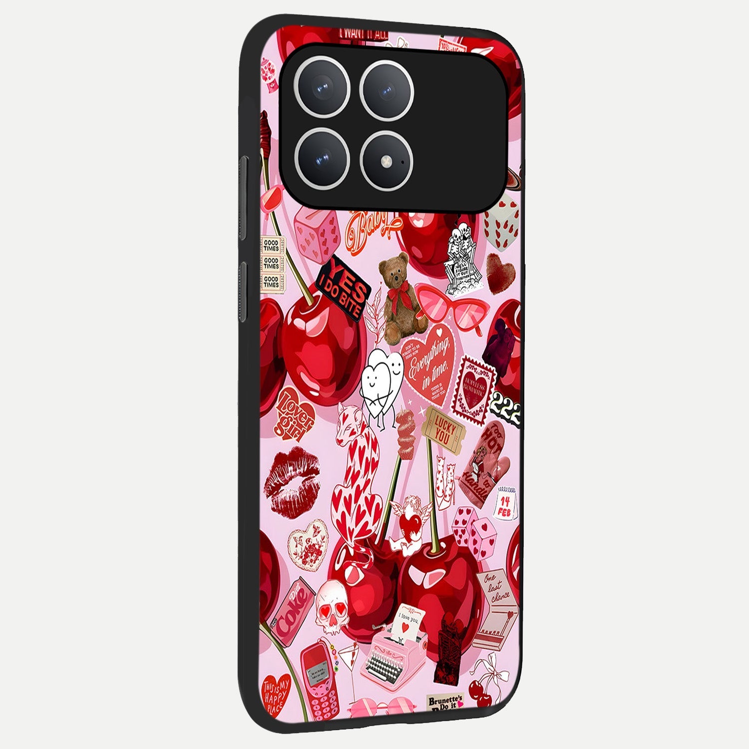  Sweet Cherry Chaos back cover For Poco F8 Pro slim fit glass case with vibrant aesthetic design