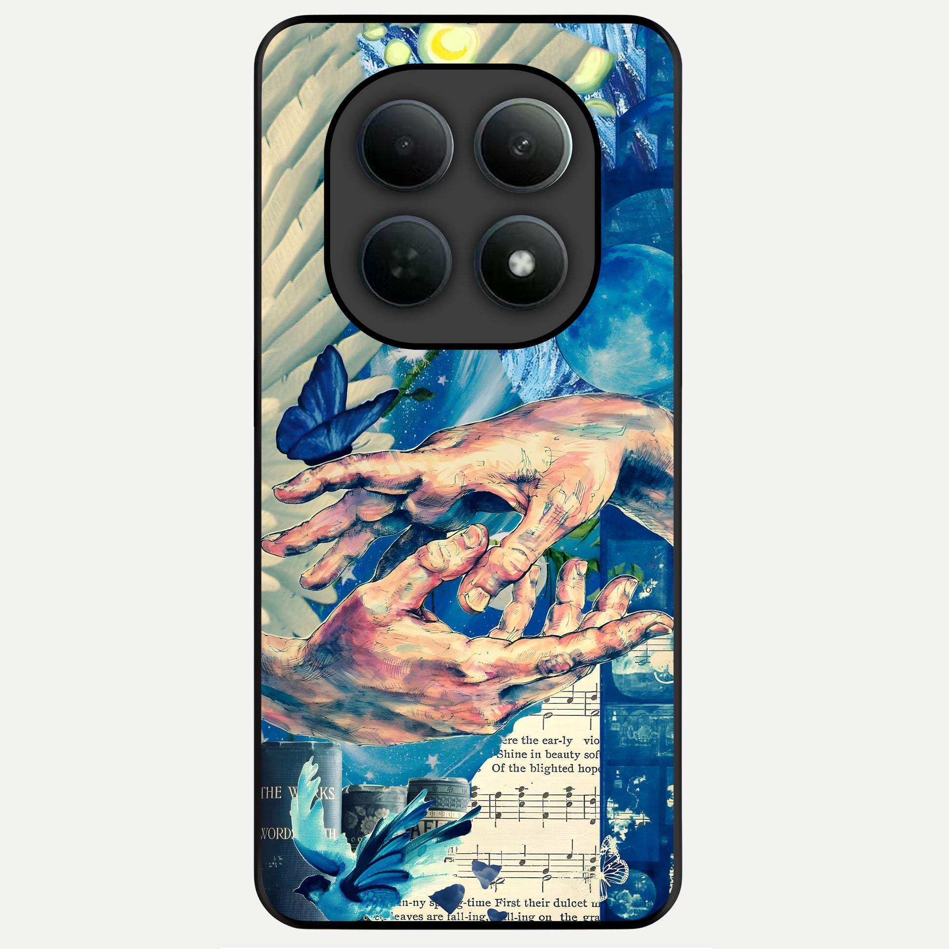  Aesthetic Divider Glass Case For Poco M8 back cover – full design glossy printed glass finish