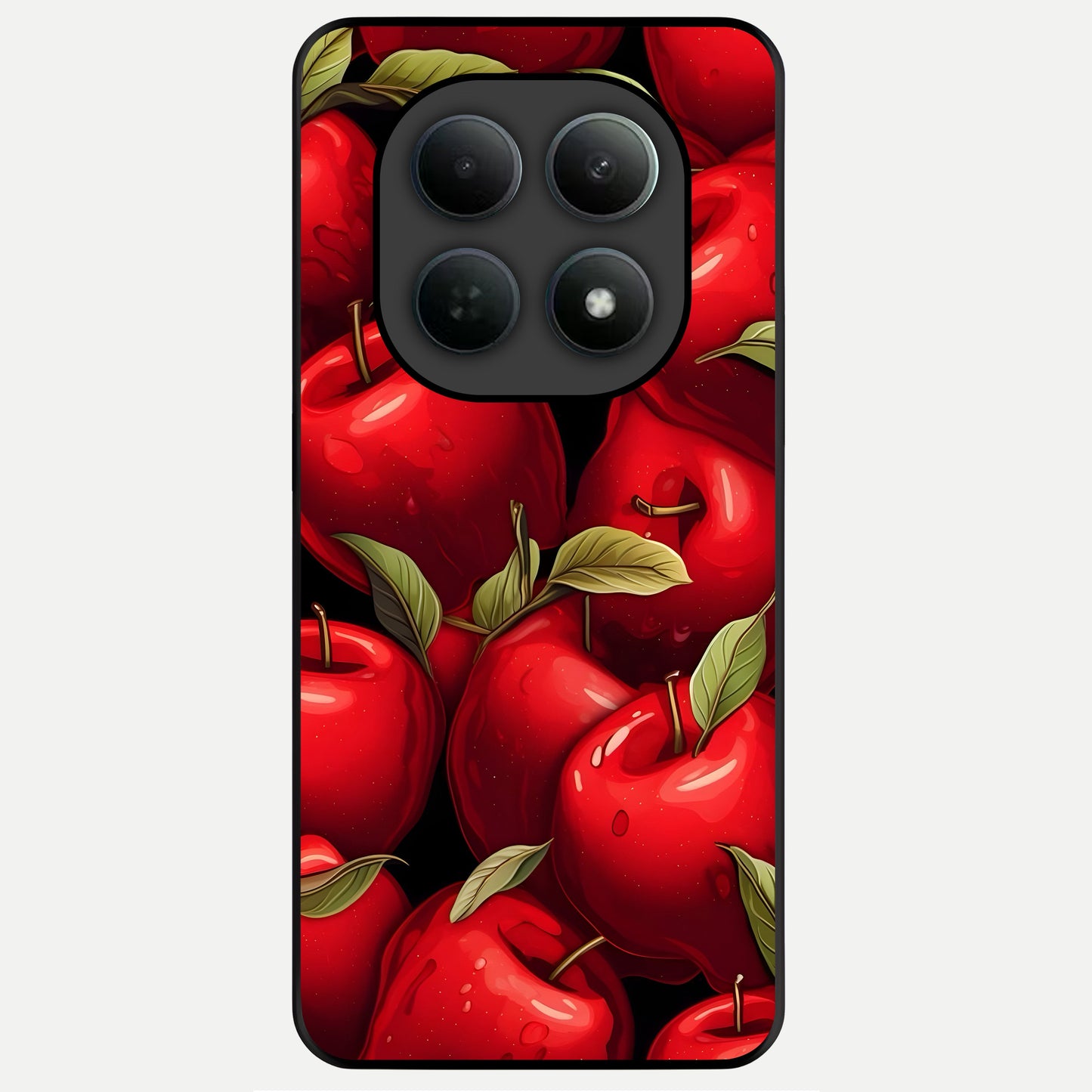  Apple Pattern Glass Case For Poco M8 back cover – full design glossy printed glass finish