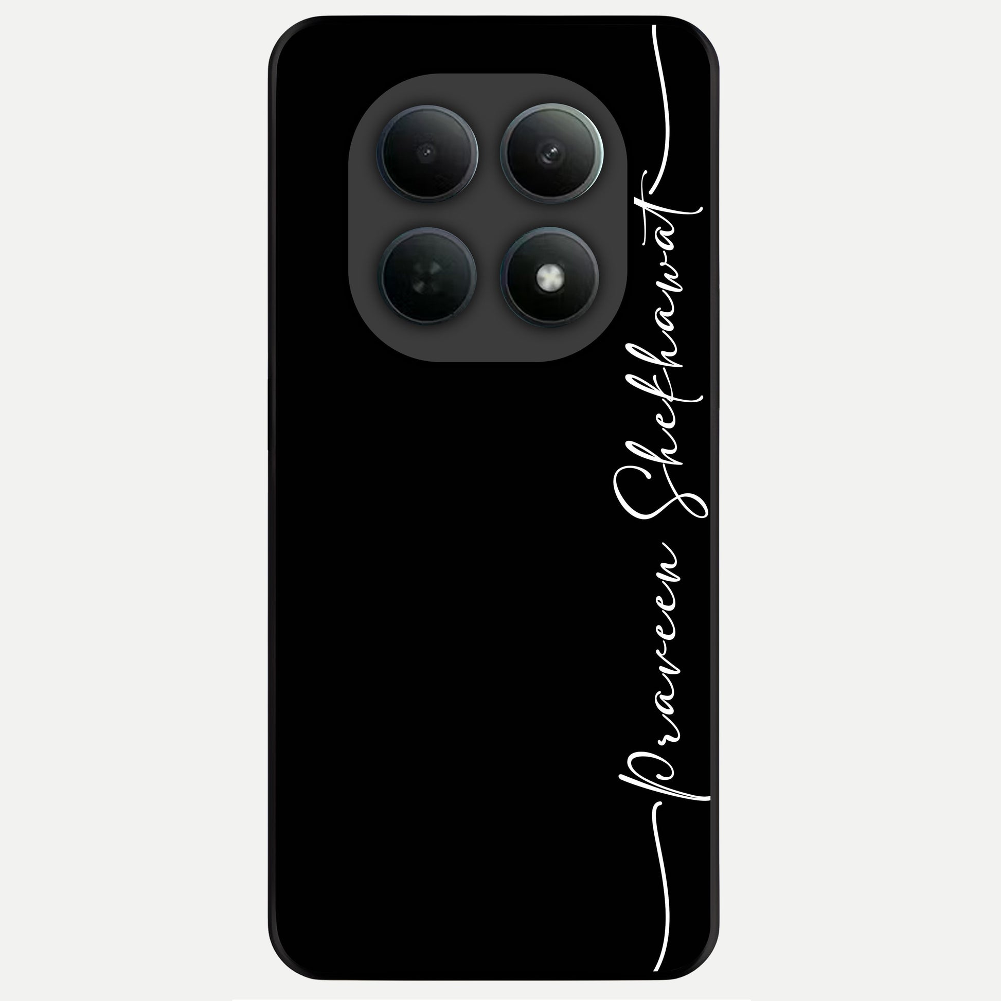  Black Tune Custom Name Glass Case For Poco M8 back cover – full design glossy printed glass finish