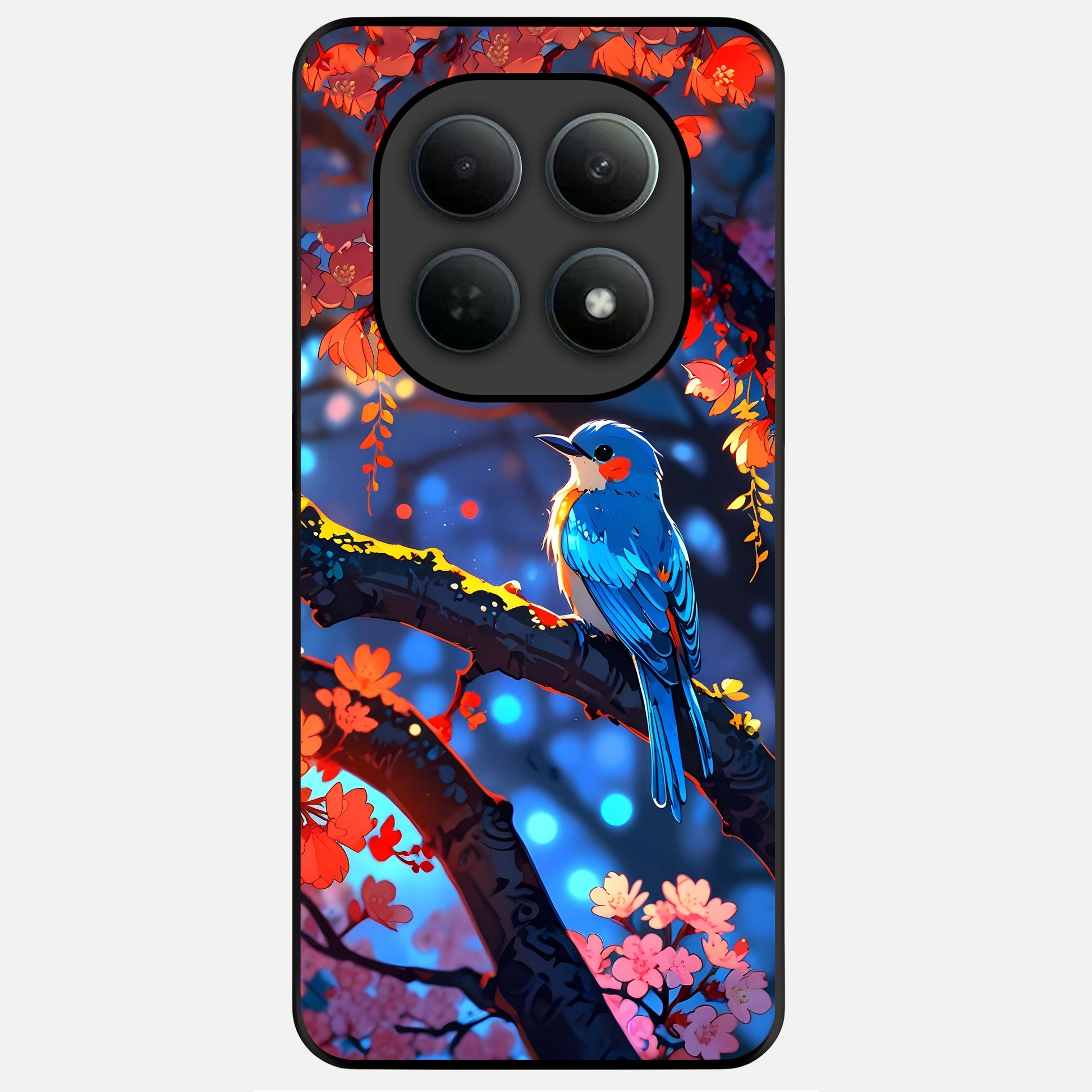  Blooming Water Drift Glass Case For Poco M8 back cover – full design glossy printed glass finish