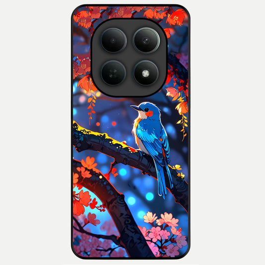  Blooming Water Drift Glass Case For Poco M8 back cover – full design glossy printed glass finish
