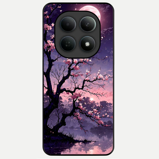  Blossom Pink Moon Glass Case For Poco M8 back cover – full design glossy printed glass finish