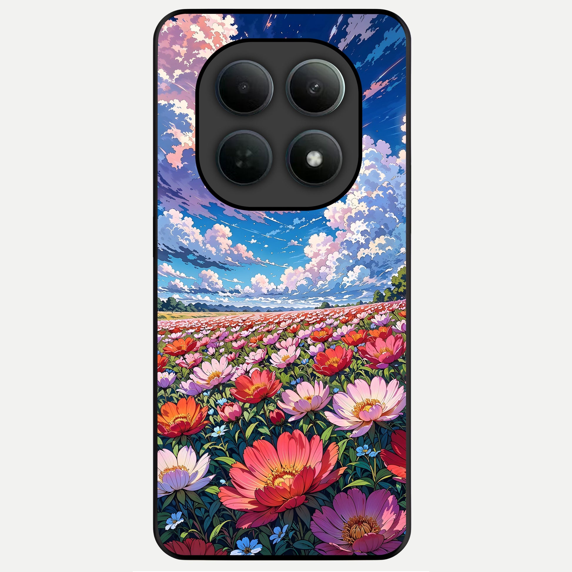  Blossom Sky Field Glass Case For Poco M8 back cover – full design glossy printed glass finish