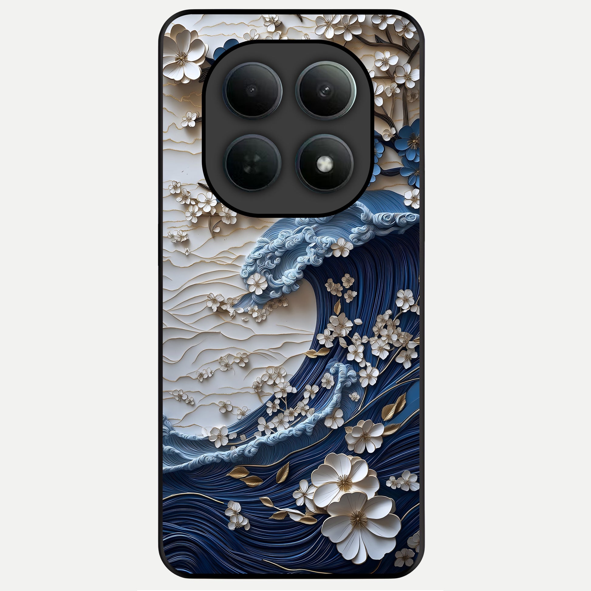  Blossom Wave Art Glass Case For Poco M8 back cover – full design glossy printed glass finish