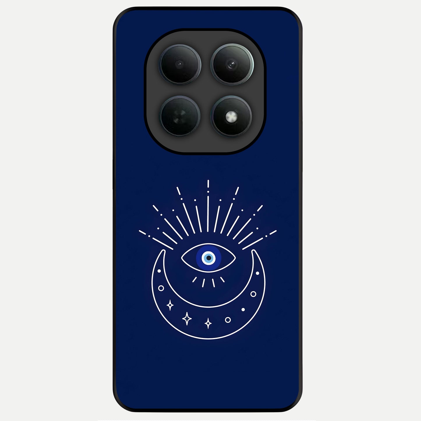  Blue Evil Eye Glass Case For Poco M8 back cover – full design glossy printed glass finish
