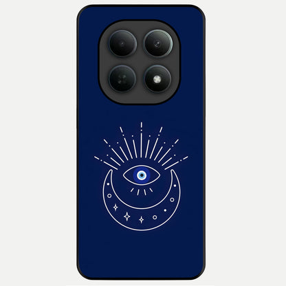  Blue Evil Eye Glass Case For Poco M8 back cover – full design glossy printed glass finish