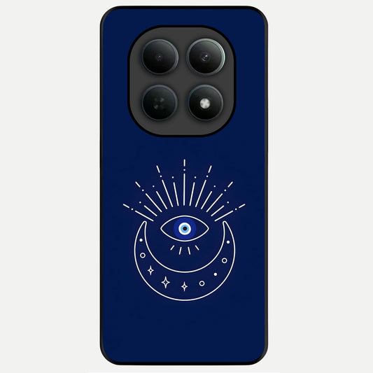 Blue Evil Eye Glass Case For Poco M8 back cover – full design glossy printed glass finish