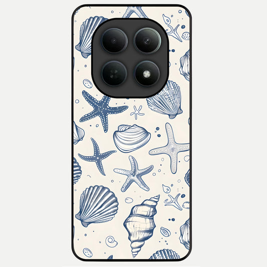  Blue Ocean Outline Glass Case For Poco M8 back cover – full design glossy printed glass finish