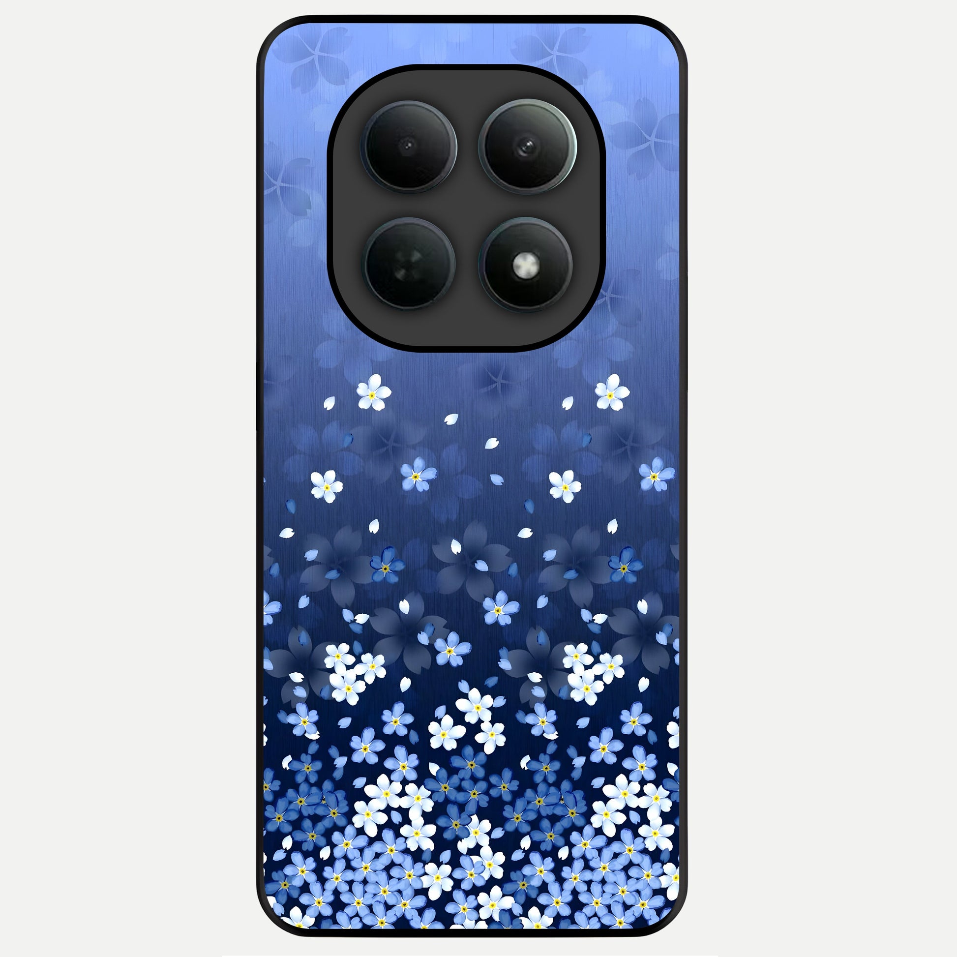  Blue Starry Glass Case For Poco M8 back cover – full design glossy printed glass finish