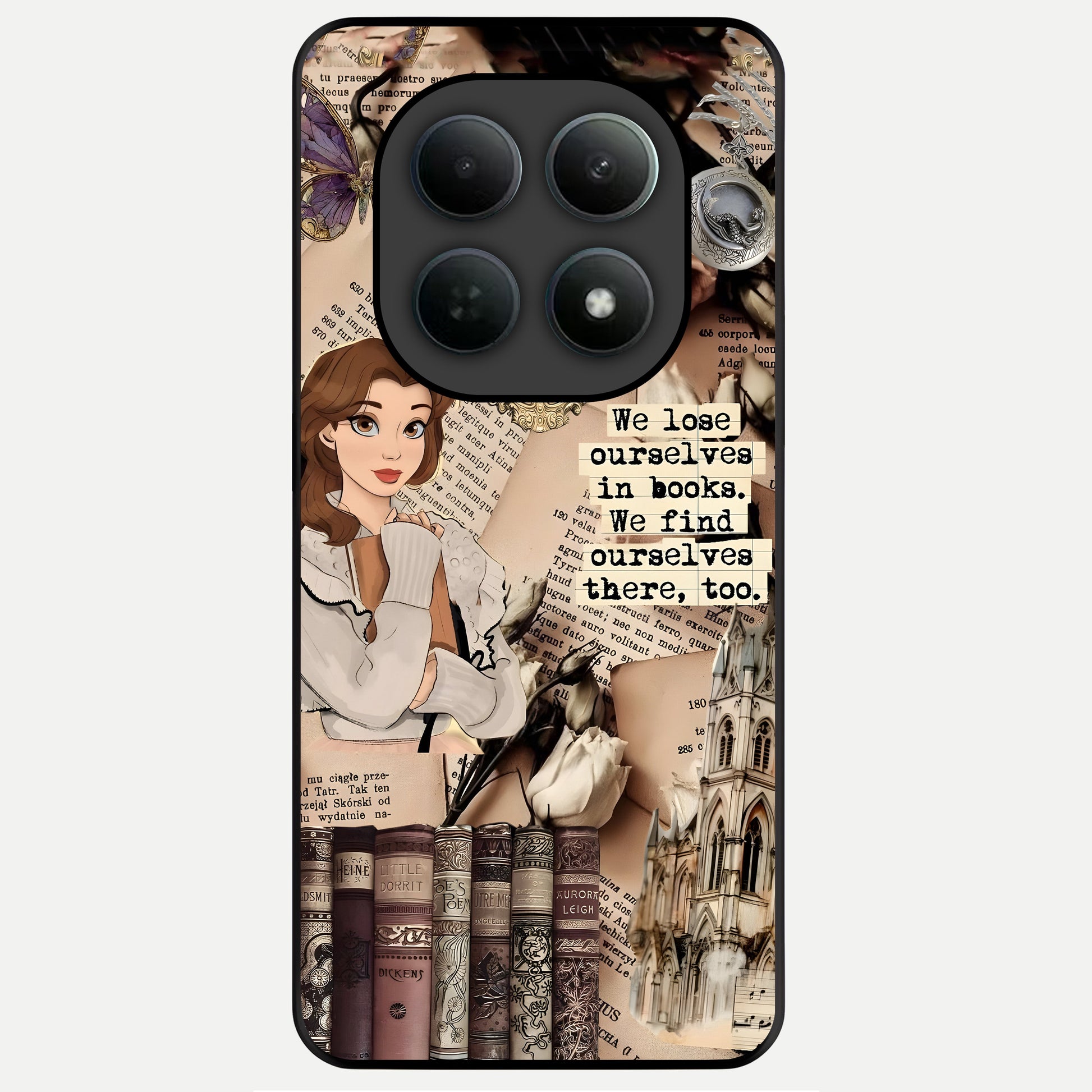  Bookish Dream World Glass Case For Poco M8 back cover – full design glossy printed glass finish