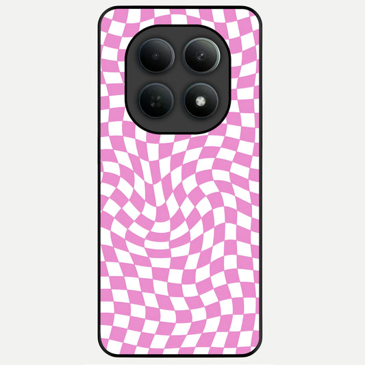  Bubblegum Check Wave Glass Case For Poco M8 back cover – full design glossy printed glass finish