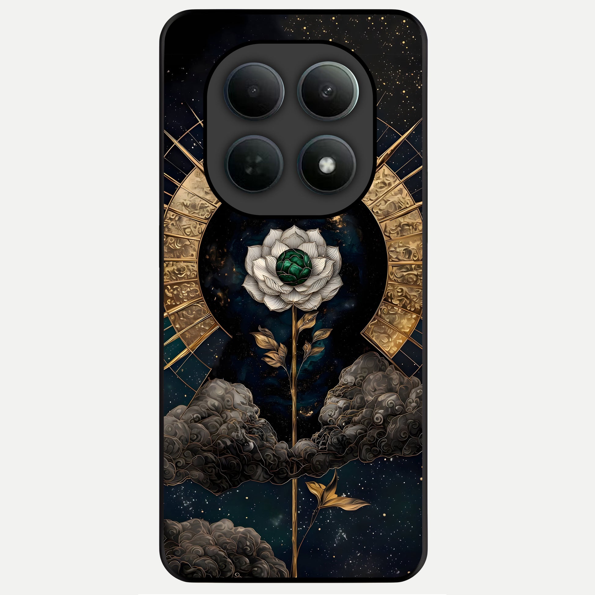 Celestial Lotus Morang Glass Case For Poco M8 back cover – full design glossy printed glass finish