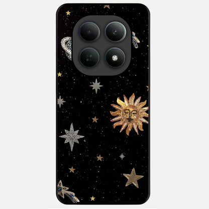  Celestial Moon With Stars Glass Case For Poco M8 back cover – full design glossy printed glass finish