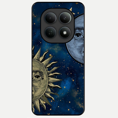  Celestial Moon With Sun Glass Case For Poco M8 back cover – full design glossy printed glass finish