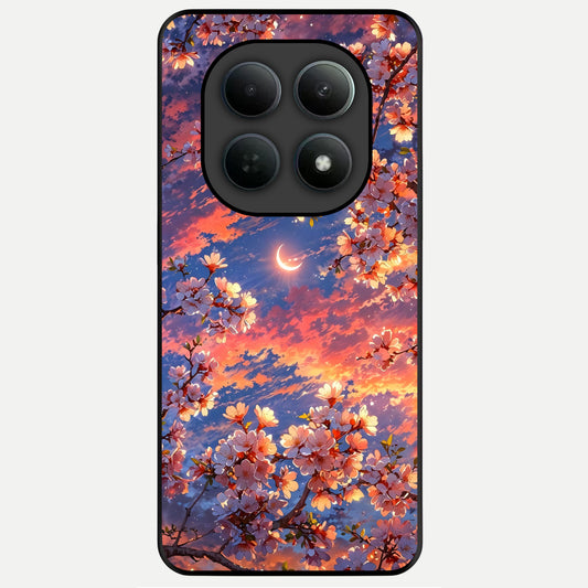  Celestial Sakura Sunset Glass Case For Poco M8 back cover – full design glossy printed glass finish