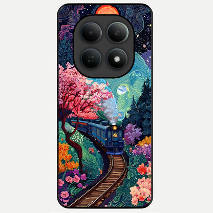  Celestial Train Journey Glass Case For Poco M8 back cover – full design glossy printed glass finish
