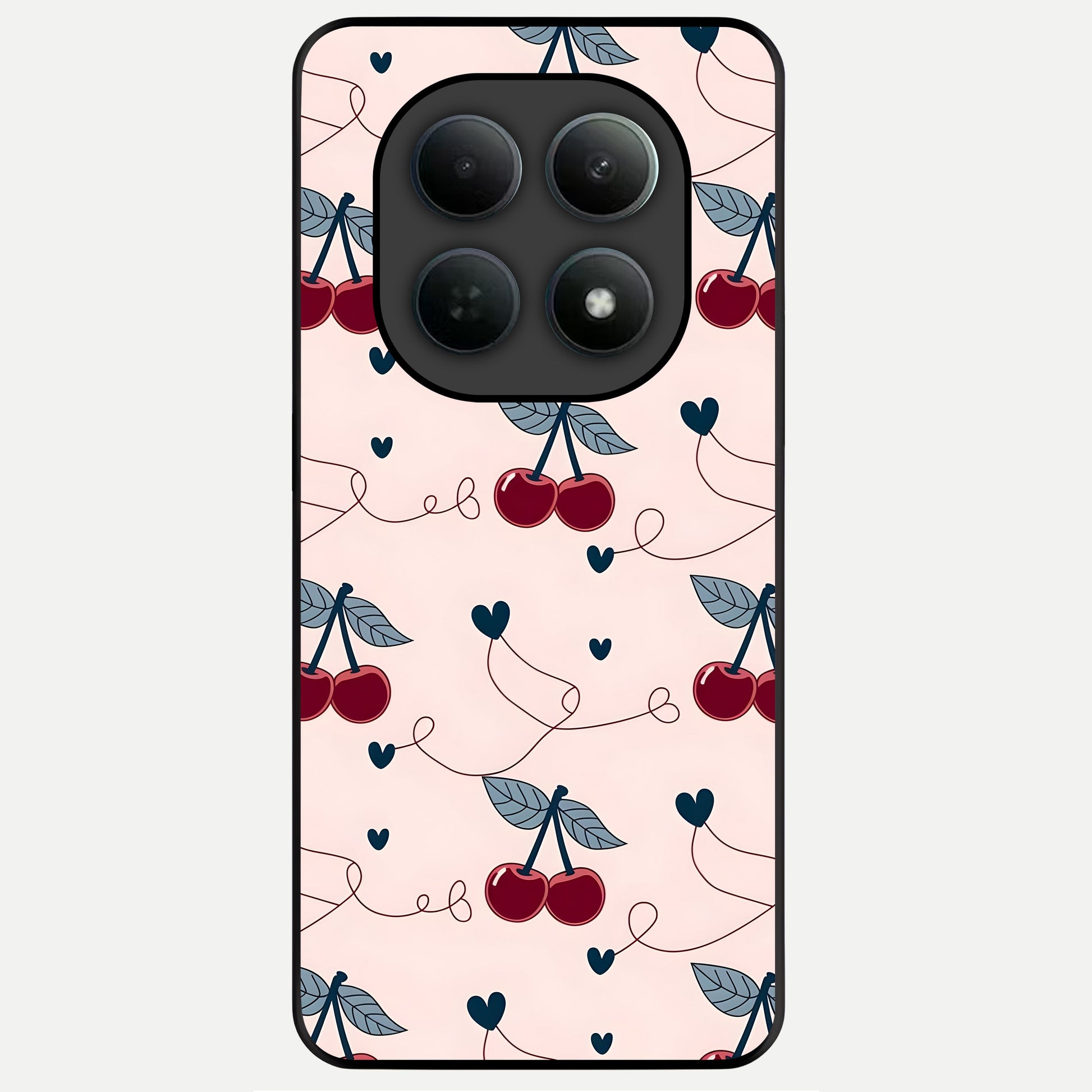  Cherry Heart Line Glass Case For Poco M8 back cover – full design glossy printed glass finish