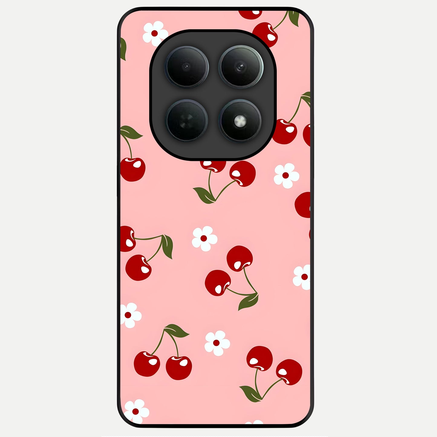  Cherry Love Mood Glass Case For Poco M8 back cover – full design glossy printed glass finish
