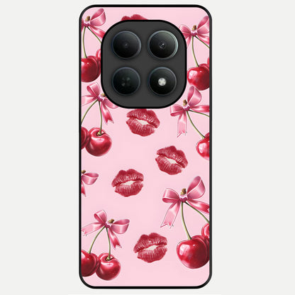  Cherry With Lips Glass Case For Poco M8 back cover – full design glossy printed glass finish