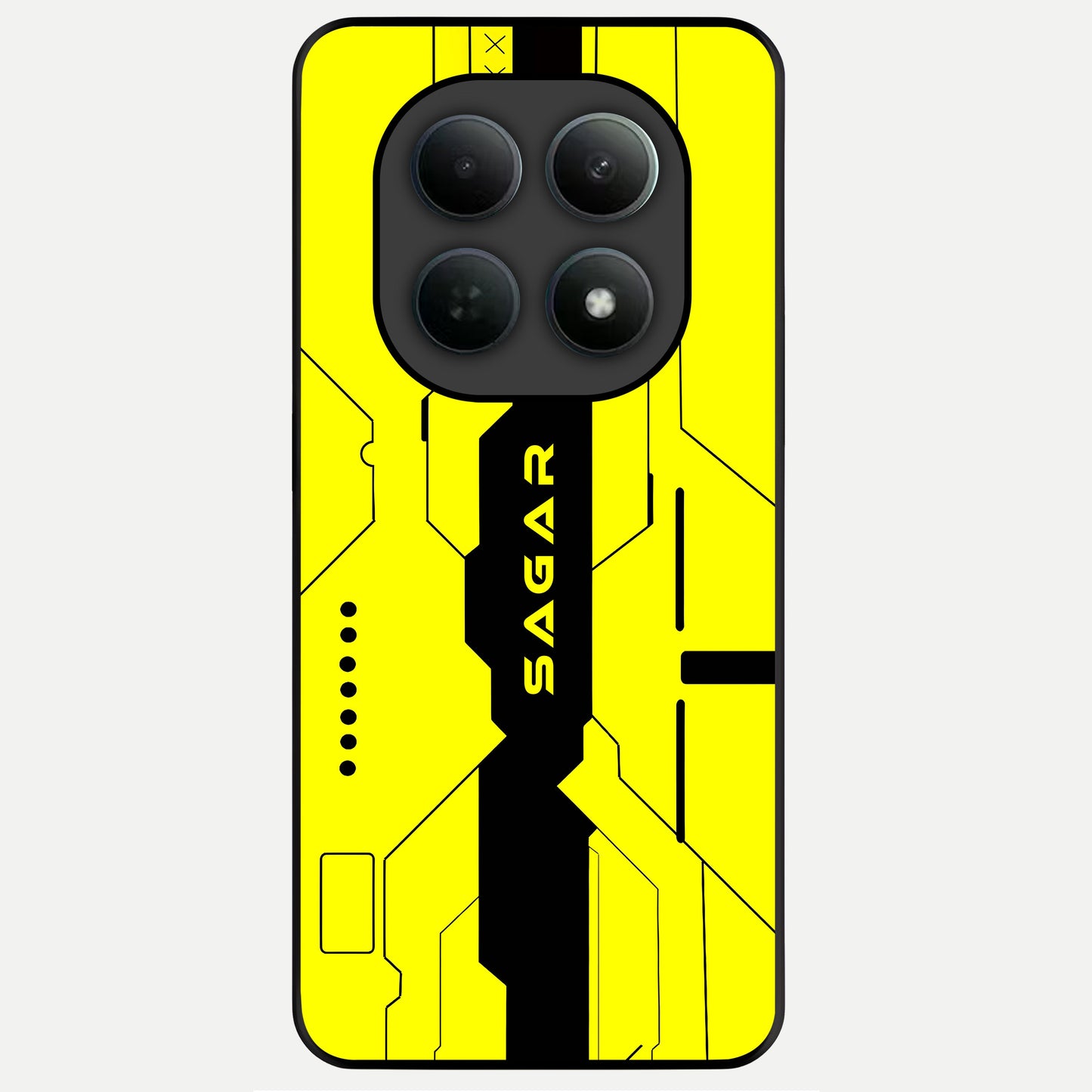  Circuit CYBERPUNK Custom Name Glass Case For Poco M8 back cover – full design glossy printed glass finish
