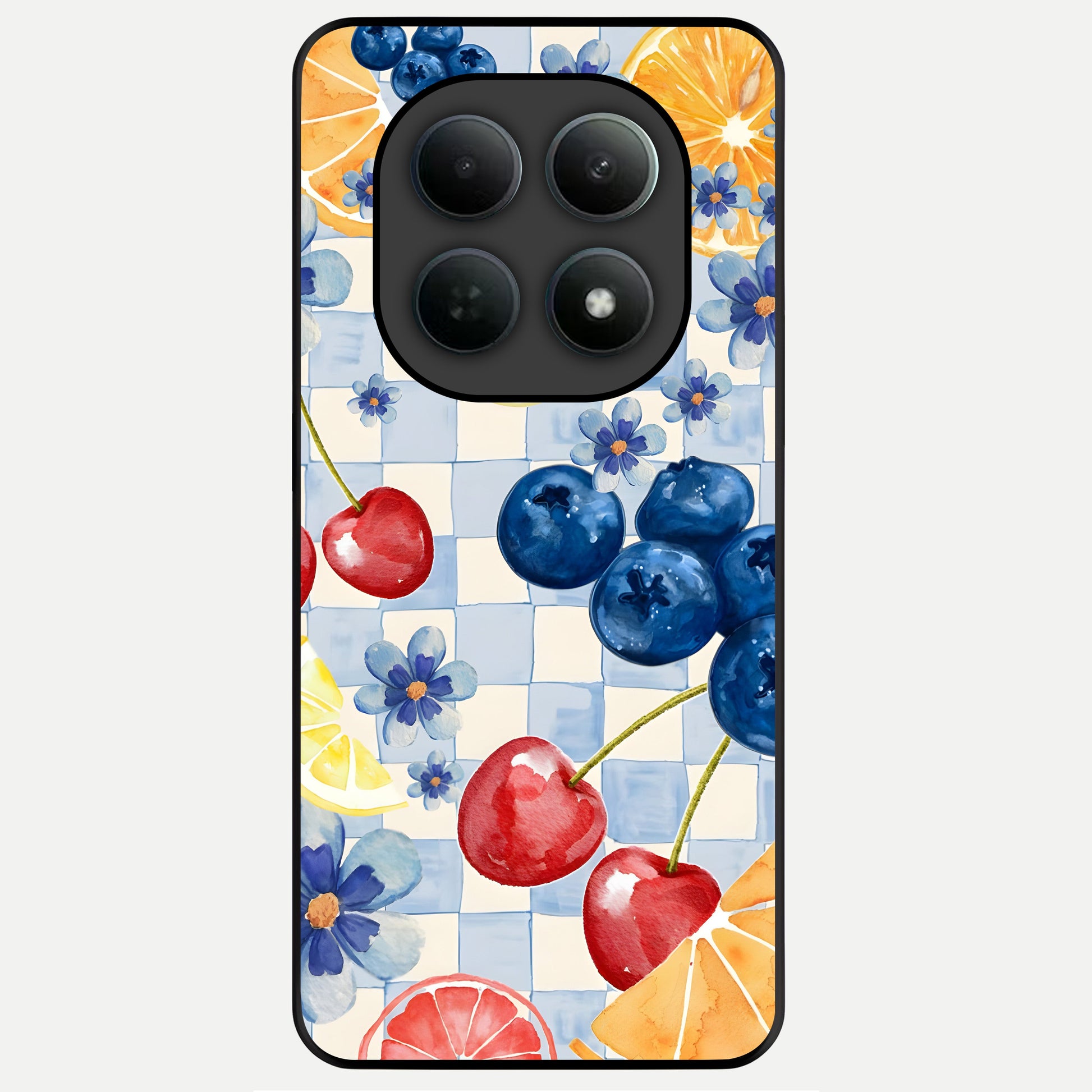  Citrus Bloom Joy Glass Case For Poco M8 back cover – full design glossy printed glass finish