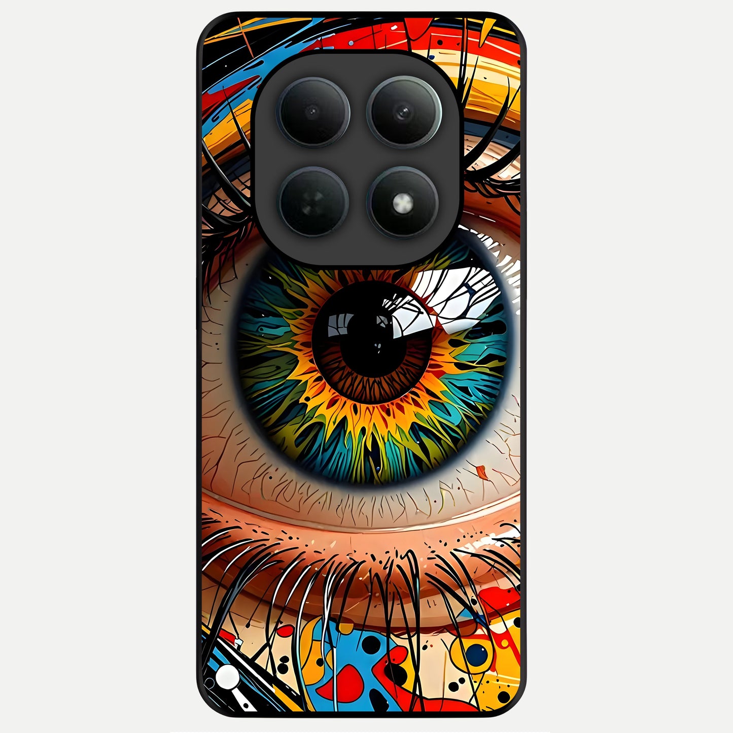  Colorful Eye Glass Case For Poco M8 back cover – full design glossy printed glass finish