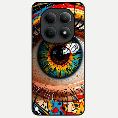  Colorful Eye Glass Case For Poco M8 back cover – full design glossy printed glass finish