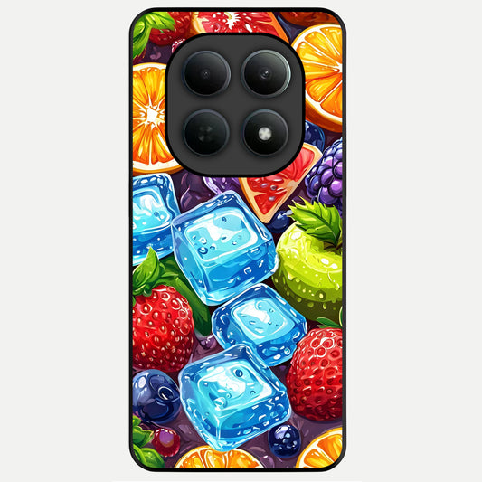  Colorful Fruits with Ice Glass Case For Poco M8 back cover – full design glossy printed glass finish