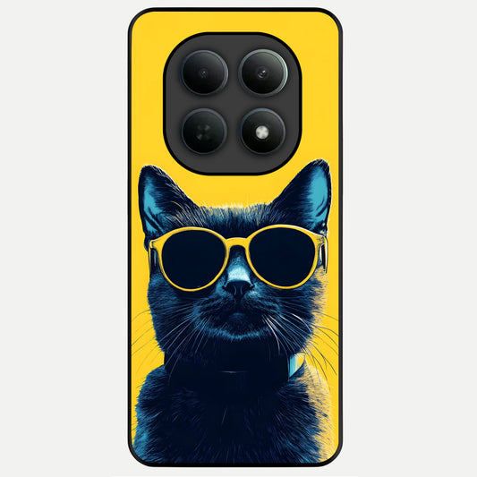  Cool Cat Vibes Glass Case For Poco M8 back cover – full design glossy printed glass finish